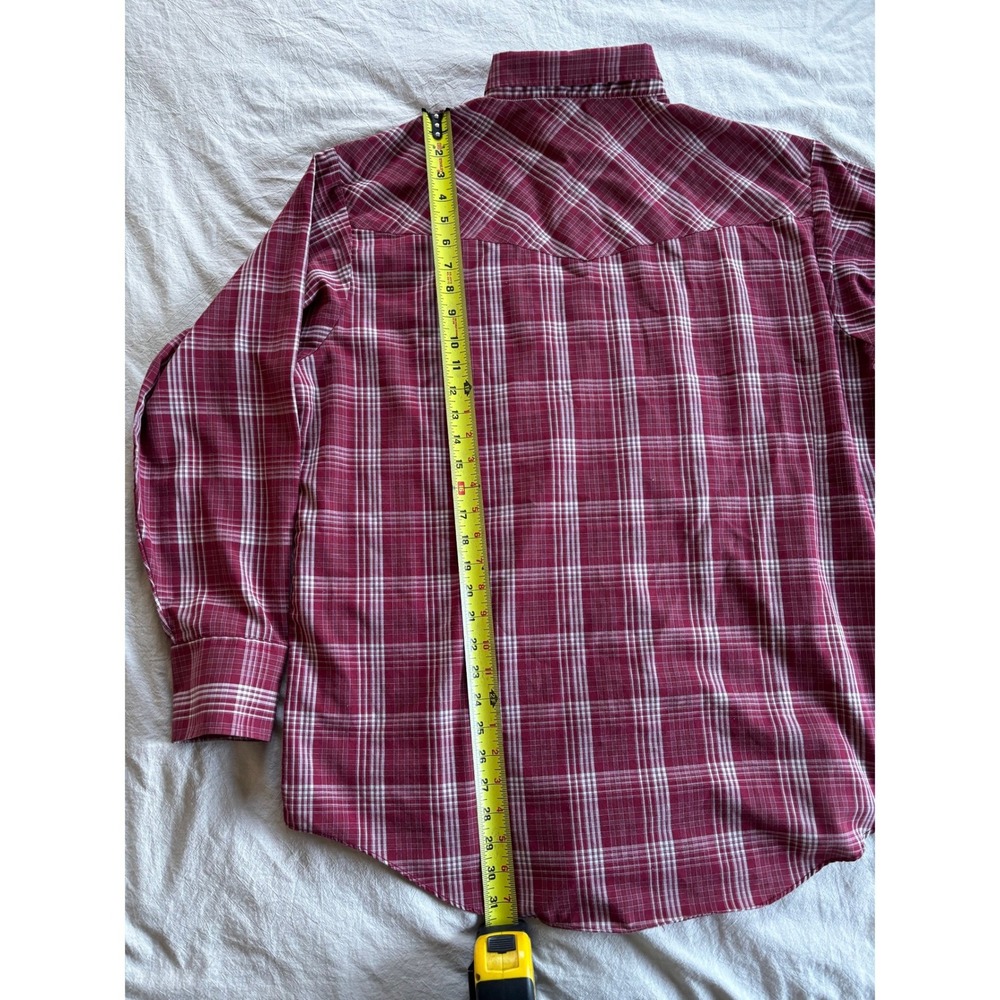 Plains Western Wear Mens XL Red Plaid Pearl Snap Long Sleeve Western Shirt - Picture 5 of 7